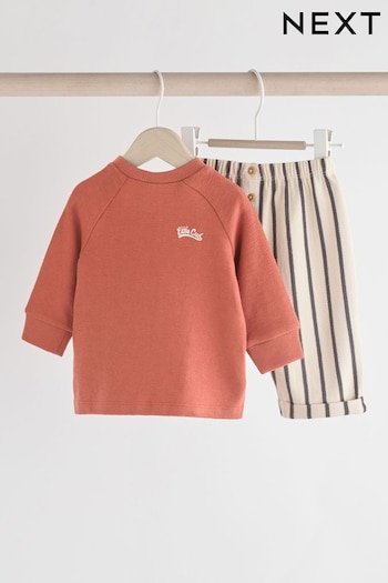 Rust Brown Stripe Baby Top And Leggings Set (N22636) | £13 - £15