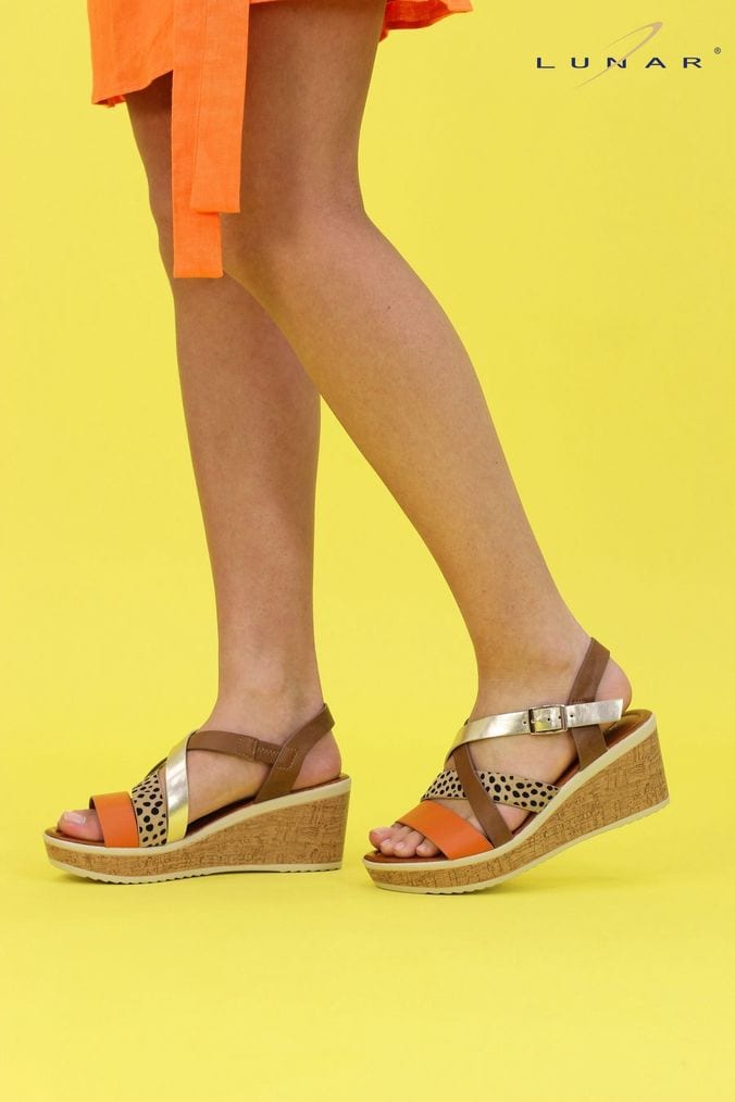 Orange low hotsell wedge sandals