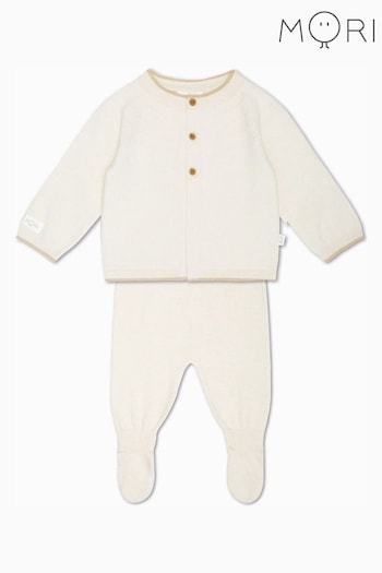 MORI Organic Cotton Knitted Cardigan & Leggings Baby Gift Set (N22813) | £65