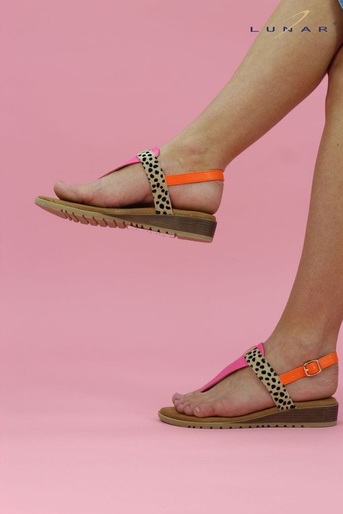 Buy Women s Flat Animal Print Leather Sandals Online Next UK