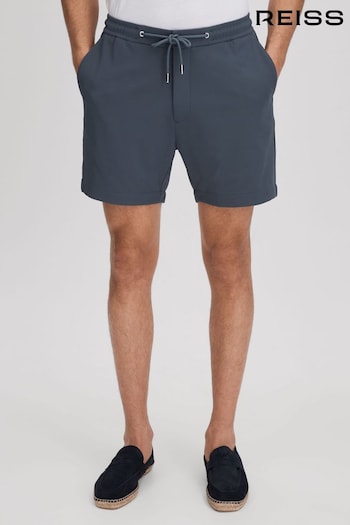 Reiss Airforce Blue Newmark Textured Drawstring Shorts all (N22853) | £88