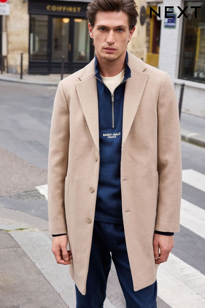 Buy Men s Overcoat Brown Coatsandjackets Online Next UK