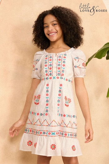 Bath & Body Gift Sets White Embroidery Smock Dress (From 2-16yrs) (N22986) | £40 - £48