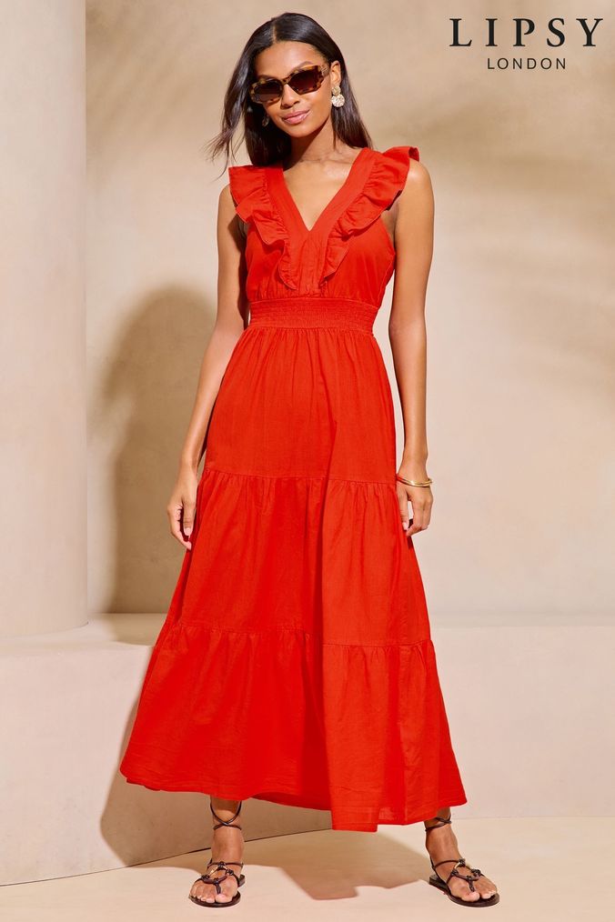 Buy Women s Red Maxi Holiday Petite Sleeveless Dresses Online ArvindShops