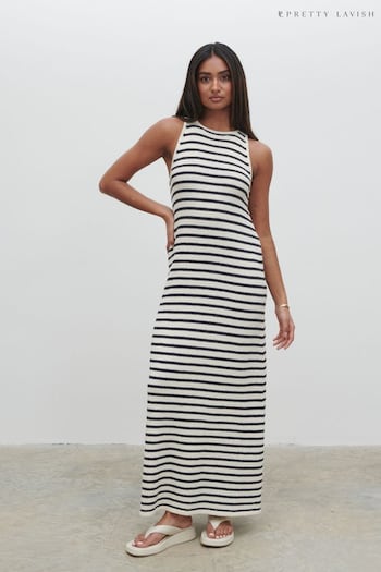 Pretty Lavish taka / Navy Stripe Ocean Stripe Midaxi  Dress (N23018) | £55