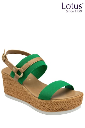 Lotus Green Open-Toe Wedge oro Sandals (N23028) | £60