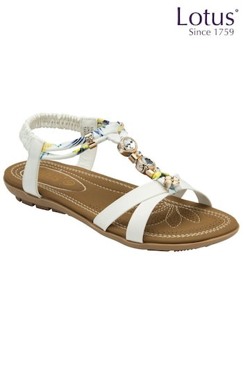 Lotus White Open-Toe Flat Sandals (N23032) | £45