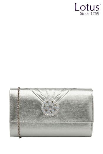 Lotus Silver Clutch Bag With Chain (N23034) | £55