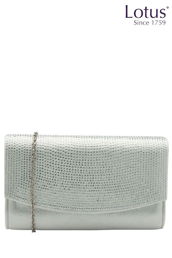 Lotus Silver Clutch Bag With Chain (N23044) | £50