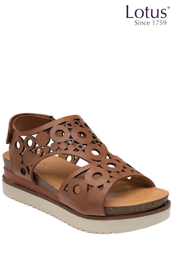 Lotus Brown Leather Flatform Sandals (N23058) | £65
