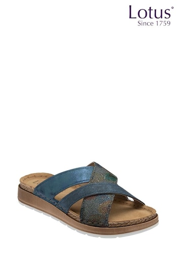 Lotus Blue Flat Mule Sandals (N23067) | £45