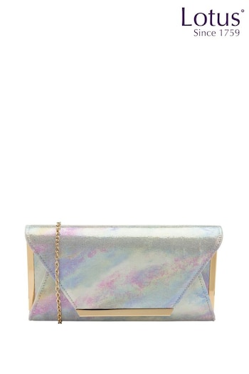 Lotus Silver Clutch Bag With Chain (N23070) | £60