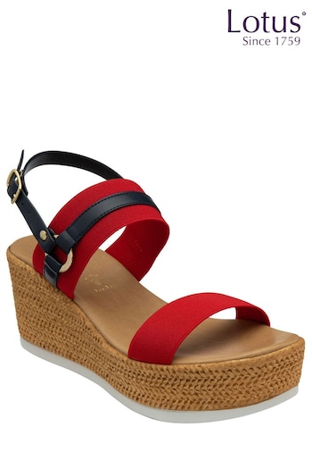 Lotus Red Open-Toe Wedge Extra Sandals (N23071) | £60
