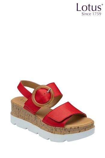 Lotus Red Flatform Extra Sandals (N23073) | £60