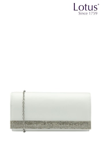 Lotus White Clutch Bag With Chain (N23082) | £50