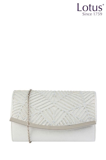 Lotus White Clutch Bag With Chain (N23089) | £55