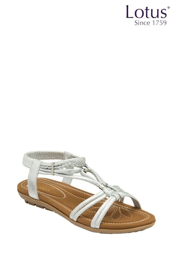 Lotus Silver Open-Toe Flat Sandals (N23092) | £45