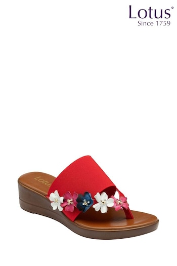 Lotus Red Toe-Post Wedge Sandals (N23101) | £50