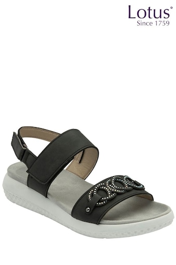 Lotus Black Slingback Sandals (N23117) | £45