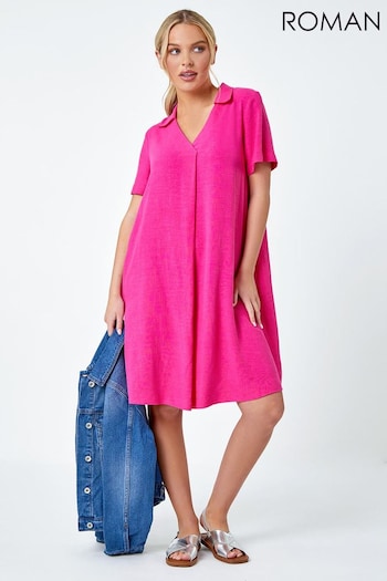 Roman Pink Linen Blend Pocket Tunic Dress och (N23175) | £40