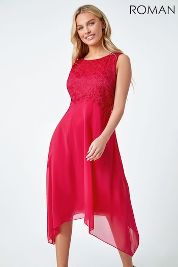 Roman Pink Peitite Lace Bodice Dress (N23176) | £50