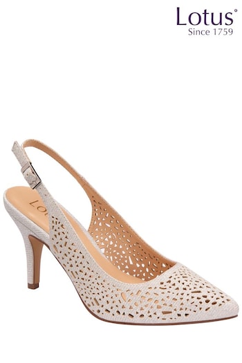 Lotus Silver Slingback Court Shoes (N23225) | £65