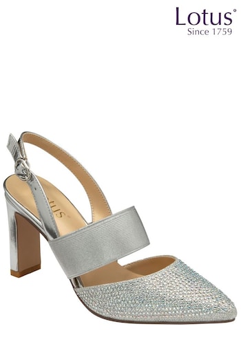 Lotus Silver Slingback Court Shoes (N23227) | £70