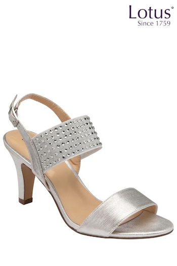 Lotus Silver Heeled Sandals (N23228) | £65