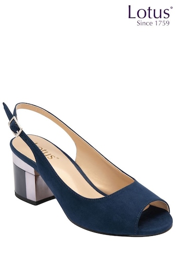 Lotus Blue Slingback Block-Heel Shoes (N23234) | £65