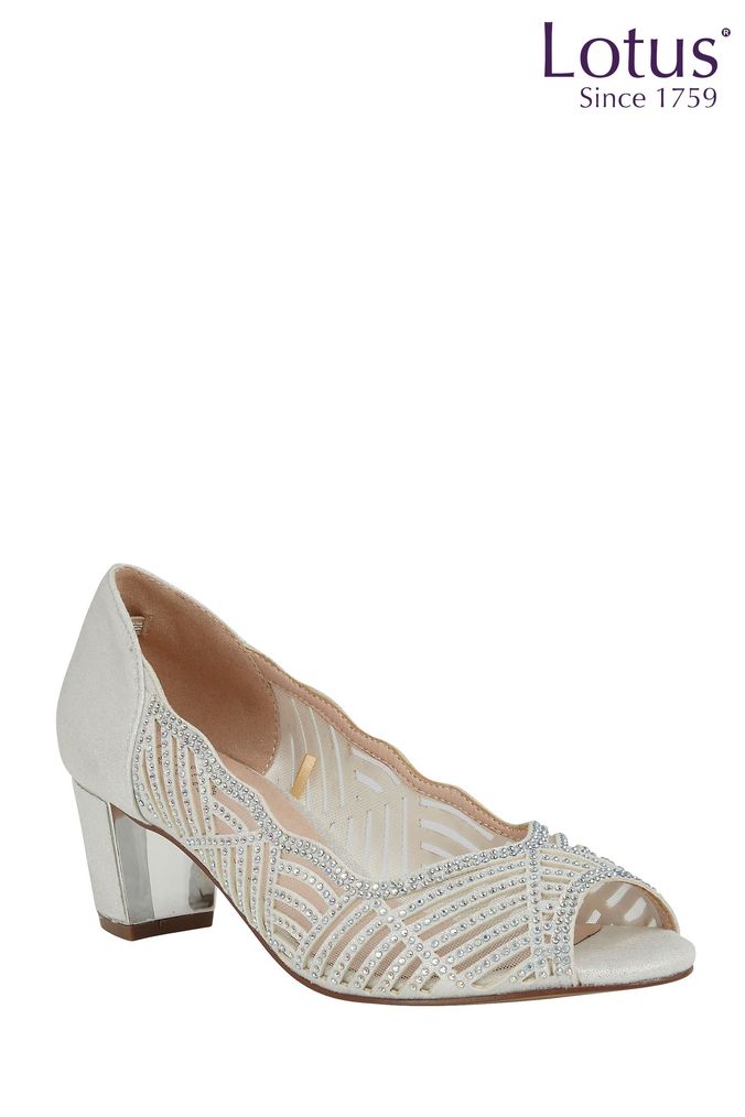 Ladies white peep shop toe shoes