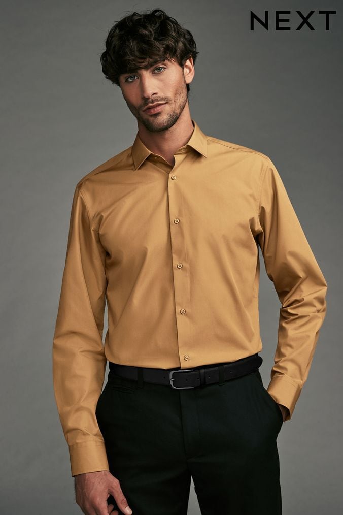 Yellow shirt mens style top