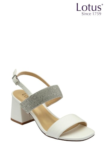 Lotus White Open-Toe Block-Heel Sandals (N23282) | £70