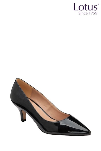Lotus Black Kitten-Heel Court Shoes (N23283) | £65