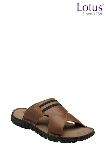 Lotus Brown Leather Mule Sandals (N23405) | £50