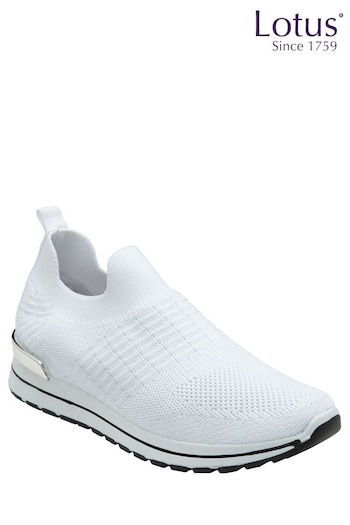 Lotus White Slip-On Casual Trainers (N23410) | £45