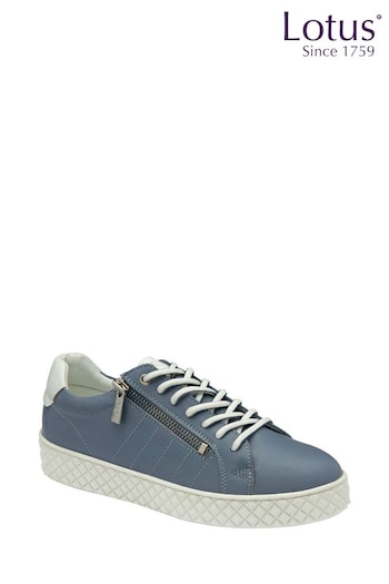 Lotus Blue Leather Zip-Up Trainers (N23411) | £70