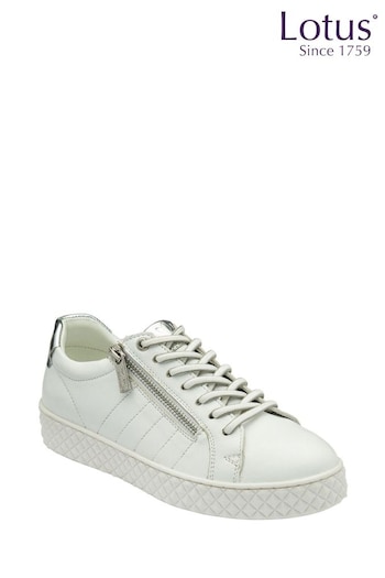 Lotus White Leather Zip-Up Trainers (N23437) | £70