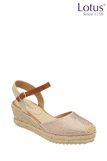 Lotus Pink/Cream Espadrille Wedge oro Sandals (N23444) | £45