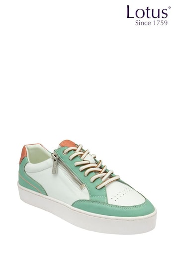 Lotus Green Leather Zip-Up Trainers (N23450) | £70