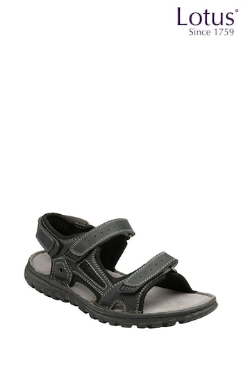 Lotus Black Leather Open-Toe Sandals (N23451) | £50
