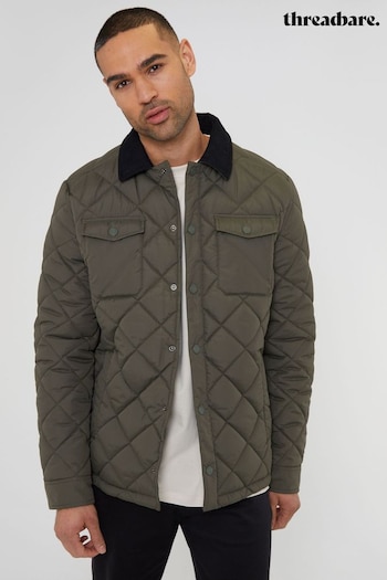 Threadbare Khaki Showerproof Quilted Jacket With Microfleece Lining (N23526) | £45