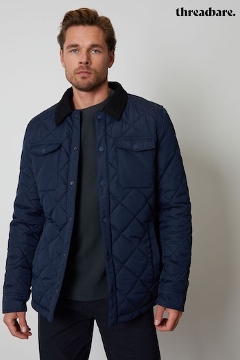 Threadbare Blue Showerproof Quilted Jacket With Microfleece Lining (N23549) | £45