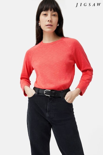 Jigsaw Pink Cotton Luxe Raglan T-Shirt (N23570) | £60