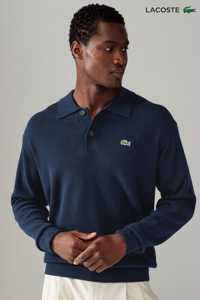 Lacoste collared knitted jumper new arrivals
