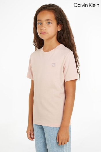 Calvin brazilian Klein Mini Pink Monogram Badge T-Shirt (N23806) | £23