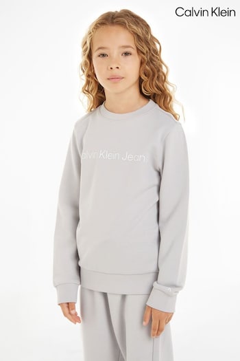 Calvin Waist Klein Grey Slogan Sweatshirt (N23809) | £60