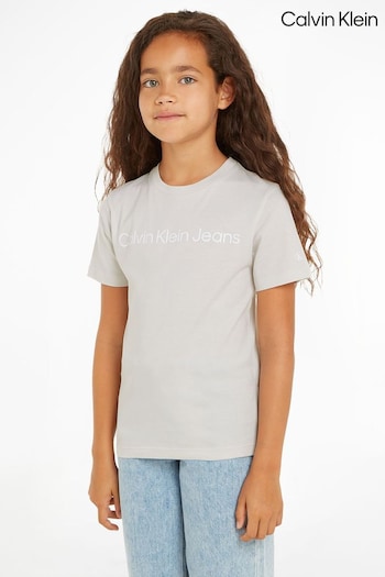 Calvin chest Klein Grey Slogan T-Shirt (N23811) | £23