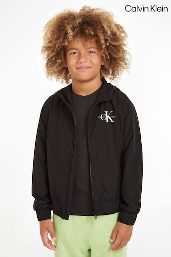 Calvin Klein Logo Zip Through Black Jacket (N23916) | £100