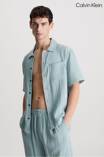 Calvin Klein Blue Plain Button Down Shirt (N23941) | £55