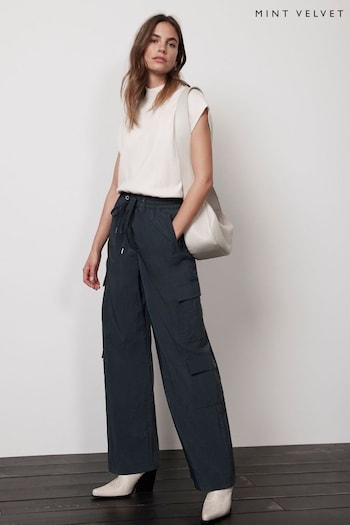 Mint Velvet Grey Straight Cargo Trousers (N23945) | £89